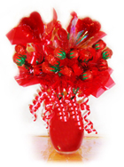 Strawberry bonbons and hearts lollipops